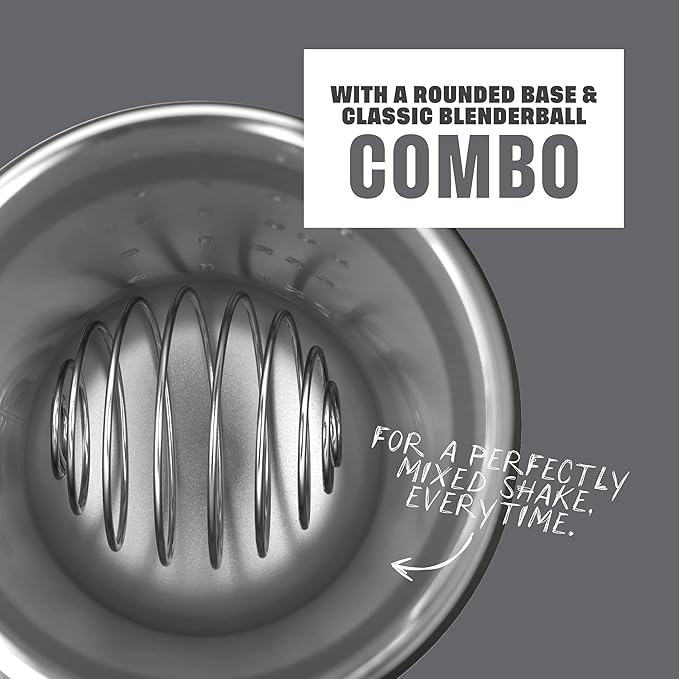 BlenderBottle Strada Sleek Shaker Cup Insulated Stainless Steel Water Bottle with Wire Whisk, 25-Ounce, Black