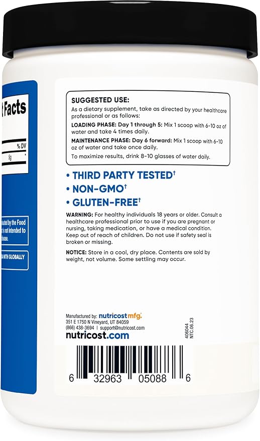 Nutricost Creatine Monohydrate Micronized Powder 500G, 5000mg Per Serv (5g) - 100 Servings, 17.9 Oz