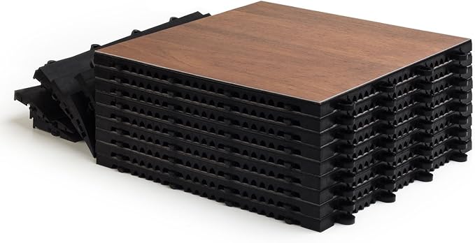 Big Floors 3X3DKMAPLEFLOOR Interlocking Lightweight Plastic Modular Dance Floor Kit (3' x 3'), Dark Maple, 21 Piece