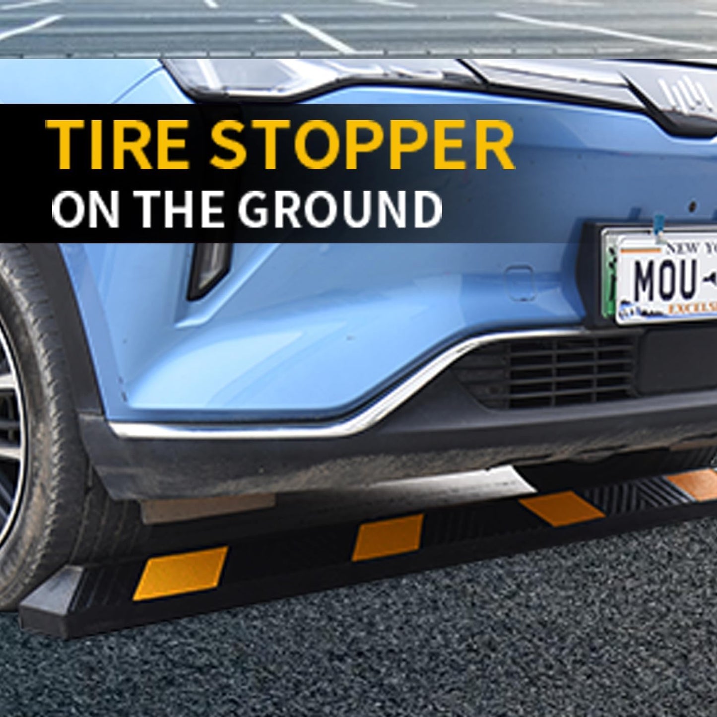 BESEA 2pcs Curb Parking Stoppers for Garage Bumpers Parking car 72" Length 4" High Heavy Duty Rubber Wheel Stopper for Vehicles Truck Driveway Help Your Cars Parking Stop Perfectily(2pack)