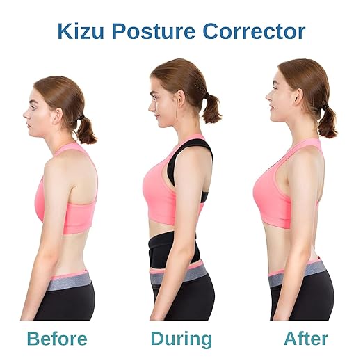 Kizu Spine Posture Corrector for Women, Kizu Spine Posture Corrector for Men - Comfortable Upper Back Brace, Adjustable Shoulder Support, Helps Relieve Neck, Back and Shoulder Pain, Fits Discreetly