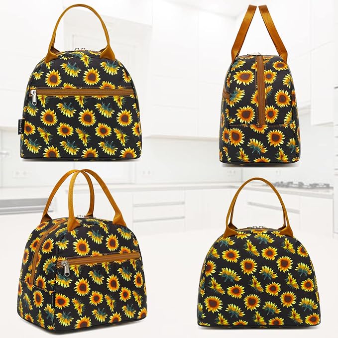 FlowFly Insulated Lunch Cooler Bag - Tote Bag Organizer for Women/Men, SunFlower