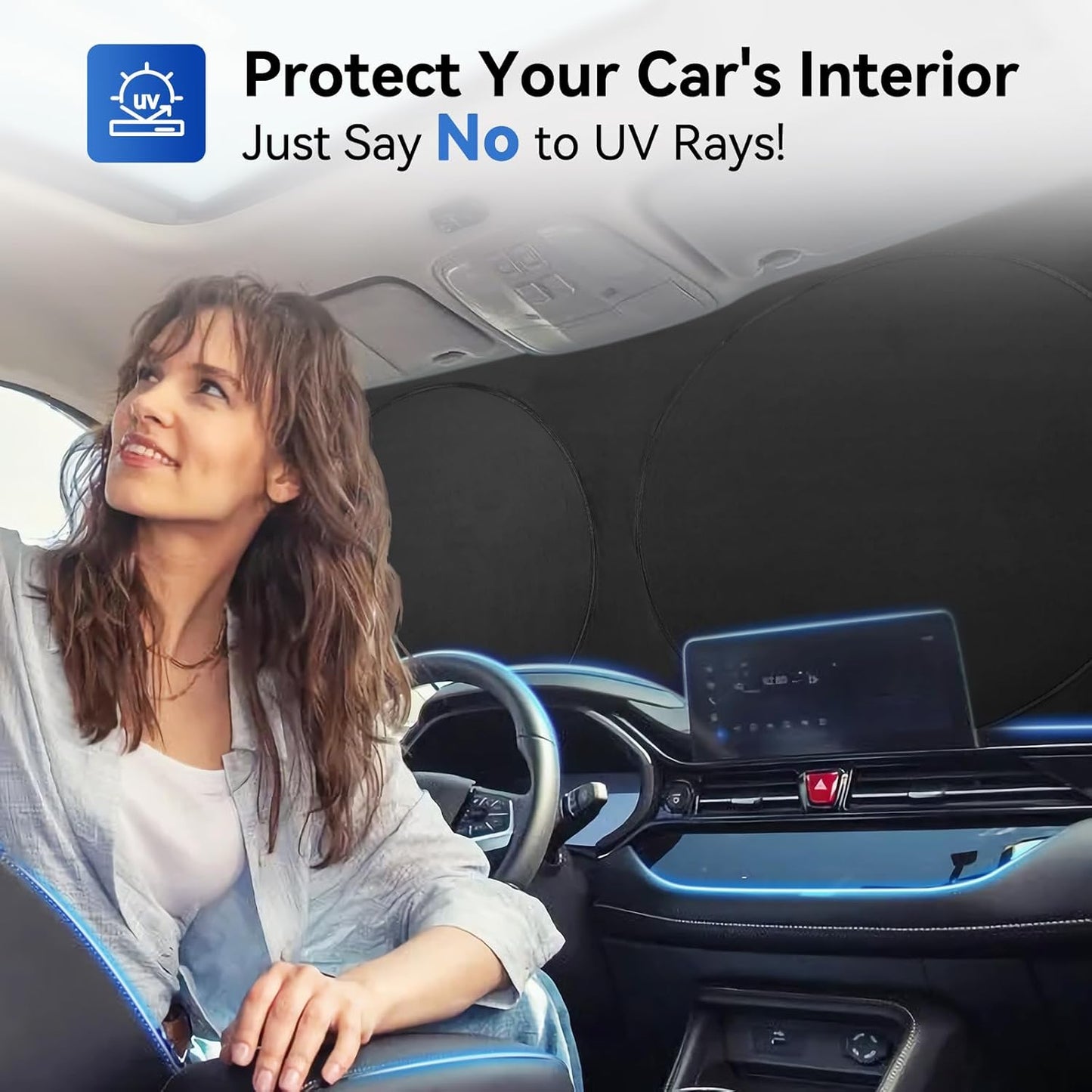 ARANA RV Windshield Sun Shade with UV Protection, Foldable Sunshade for RV Front Window, Retractable Windshield Cover Sun Shades Keep Car Interior Cool, Fit RV, Bus,Motorhome, Large 102"x51"