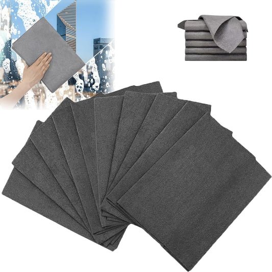 FETNHU Non-Woven - Super Absorbent 11.8" x 11.8" Lint-Free Cleaner, Reusable Thickened Magic Cleaning Cloth, Multipurpose Magic Cloths for Cleaning Glass, Cars, Kitchen, Window, Mirrors (10PCS-Black)