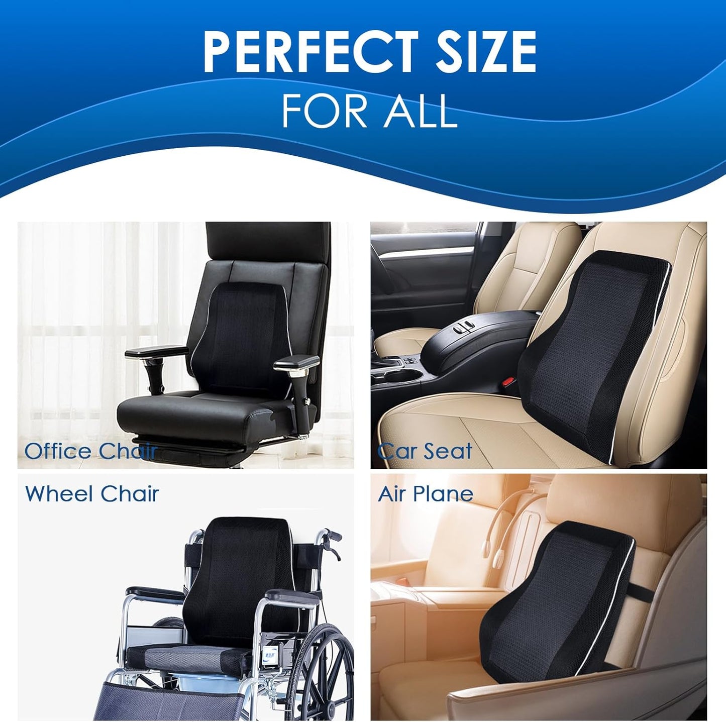 Gel Lumbar Support Pillow for Office Chair Car Gaming Chair Lower Back Pain Relief Back Support, Cooling Memory Foam Cushion for not Stand The Heat, 3D Mesh Cover Ergonomic Orthopedic Back Rest