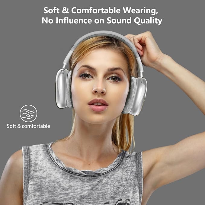 for AirPods Max Case Clear Black,3 in 1 Clear Soft TPU Ear Cups/Ear Pad Case/Headband Cover for Airpods Max Headphone Accessories-Black