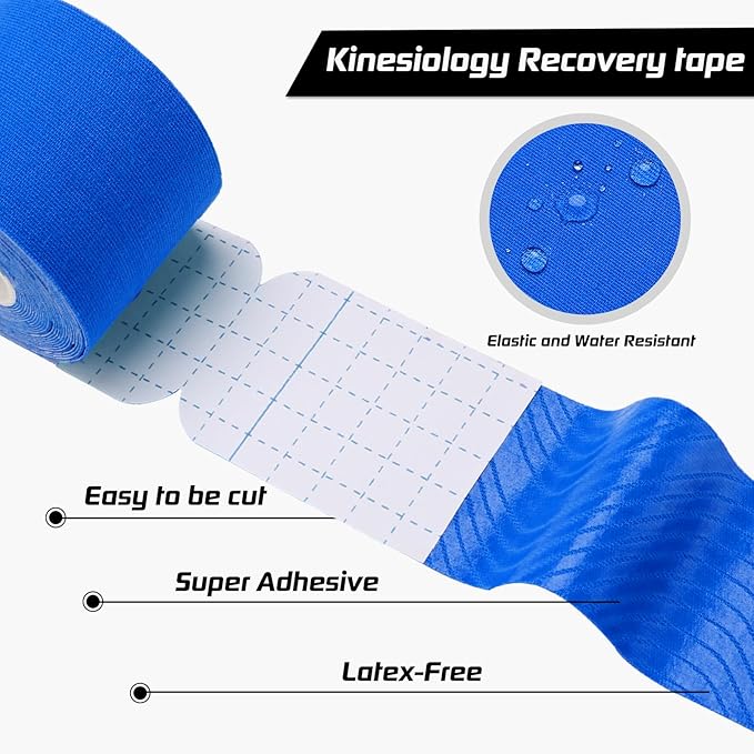 Kinesiology Tape Precut 2 Rolls Pack, Athletic Tape for Muscle Joints Support, 40 Strips for Knee Ankle Shoulder Back, Latex Free and Water Resistant, Dark Blue