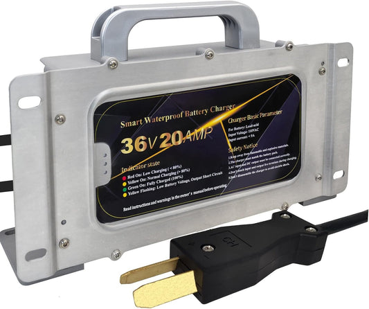 36V 20AMP Golf Cart Waterproof Battery Charger for 36 Volt Club Car EZGO Yamaha Golf Carts with Crowfoot Plug