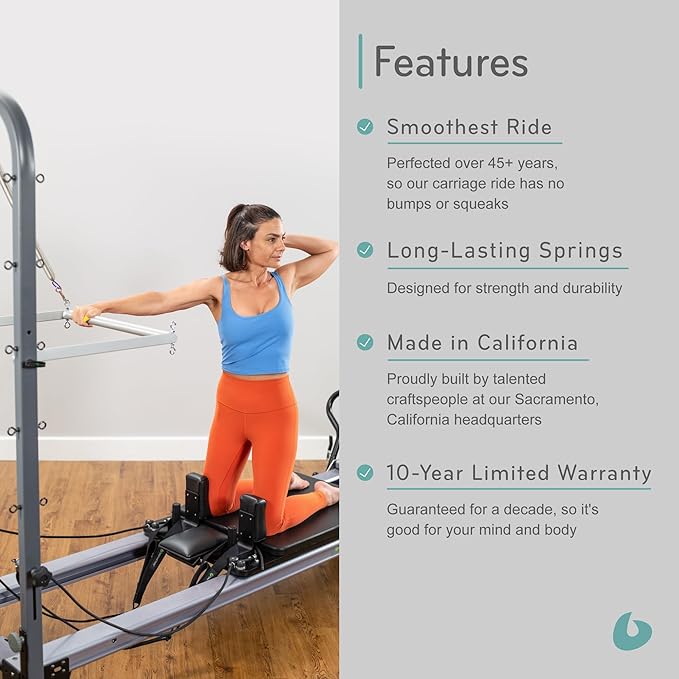 Balanced Body Allegro Pilates Reformer, Pilates Exercise Equipment, Workout Equipment for Home or Studio Use