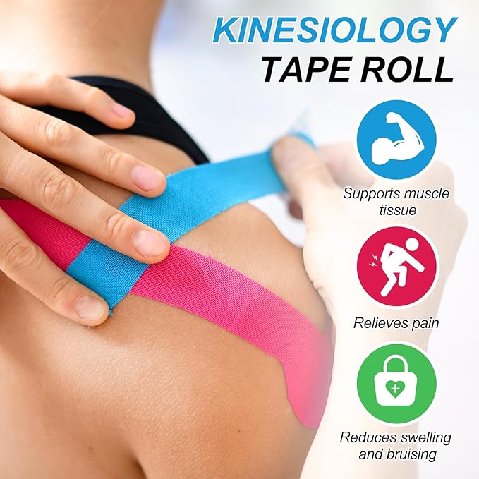 PATIKIL 5.5 Yard x 4 inch Kinesiology Tape, 1 Roll Adhesive Cotton Sports Muscle Support Tapes Waterproof Elastic Tape for Knee Ankle Wrist Shoulder, Light Orange