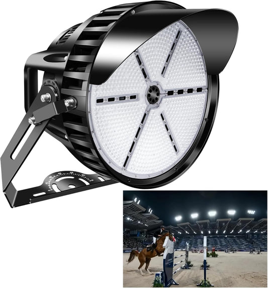750W LED Stadium Lights, Heavy-Duty High Mast Sport Court Light Outdoor IP66 10KV Surge Large Arena Industry and Commercial Lighting with 40 Degree for Airport Area Parking Lot