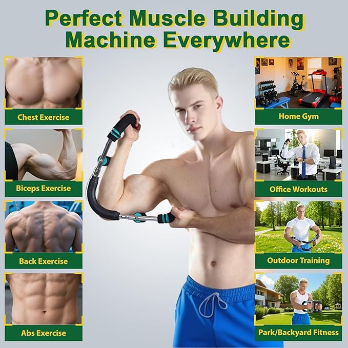 VVOKGO Twister Arm Trainer with 4 Spring for Men & Women, 20-110lb Adjustable Chest Workout Equipment, Shoulder Arm Strength Exerciser, Portable Power Twister Bar, Detachable Design Fitness Anywhere