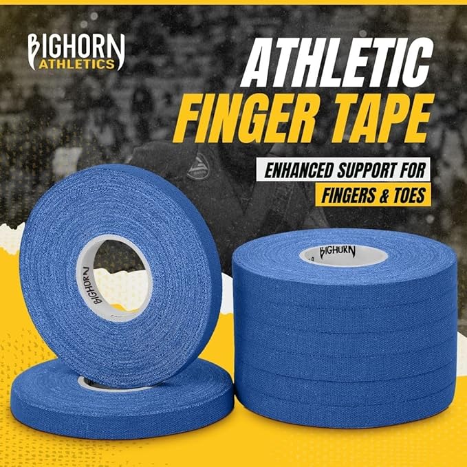 Bighorn Athletics Jiu Jitsu Finger Tape | Residue-Free Athletic Finger Tape for Sports & Injuries: Rock Climbing, Volleyball, Football, Basketball, Hands & Toes | 0.3-Inch x 45-feet, 8-Rolls, Blue