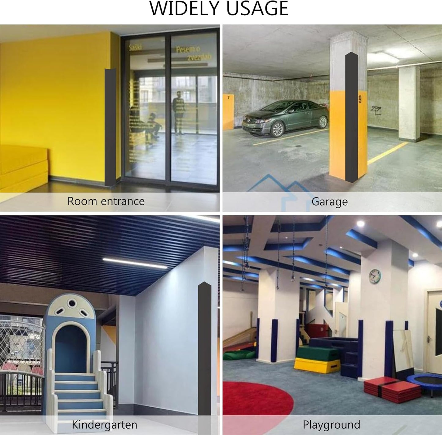 2pcs 6ft Tall Wall Corner Guards Protectors, Heavy Duty 2" Thick Padding, Waterproof Garage Wall Protector for Baby Playrooms, Schools, Gym, Porch