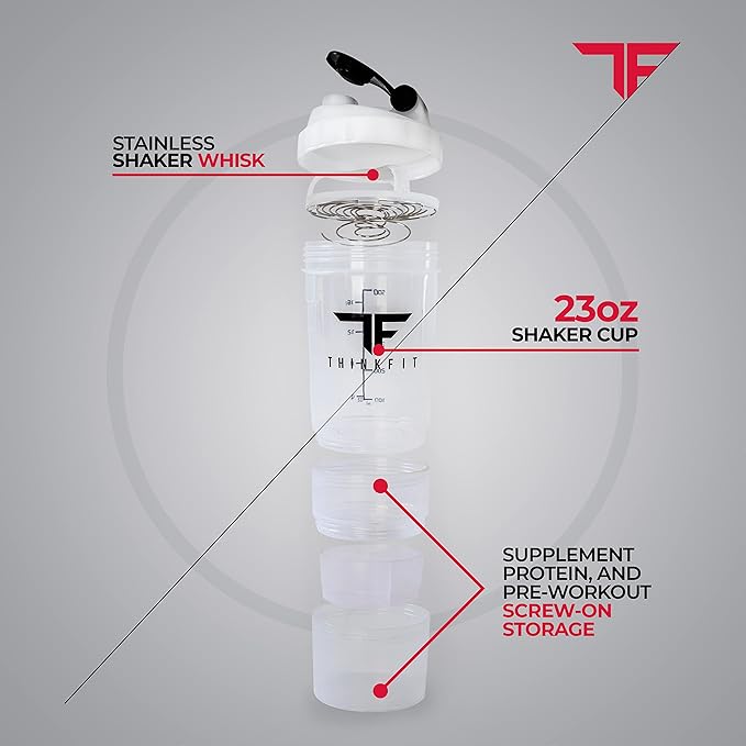 ThinkFit Clear Lunch Bag with 6 Meal Prep Containers - BPA-Free, Reusable, Microwave + Freezer Safe - With Shaker Cup and more! Clear Lunch Box - Transparent Bag for Work