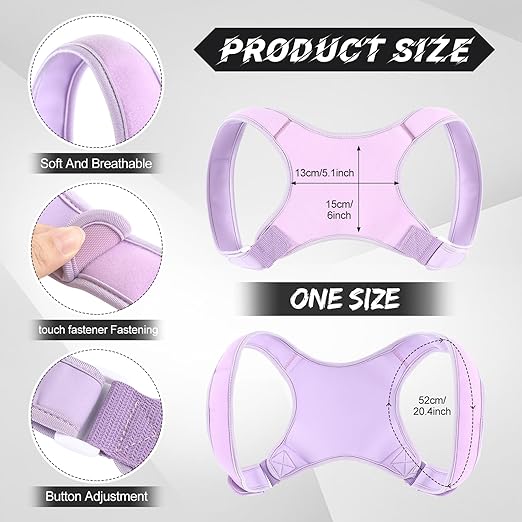 Posture Corrector for Women and Men, Adjustable Posture Back Brace Shoulder Brace, Discreet Under Clothes Design Back Support, Back Pain Relief for Improved Neck Support(Purple)