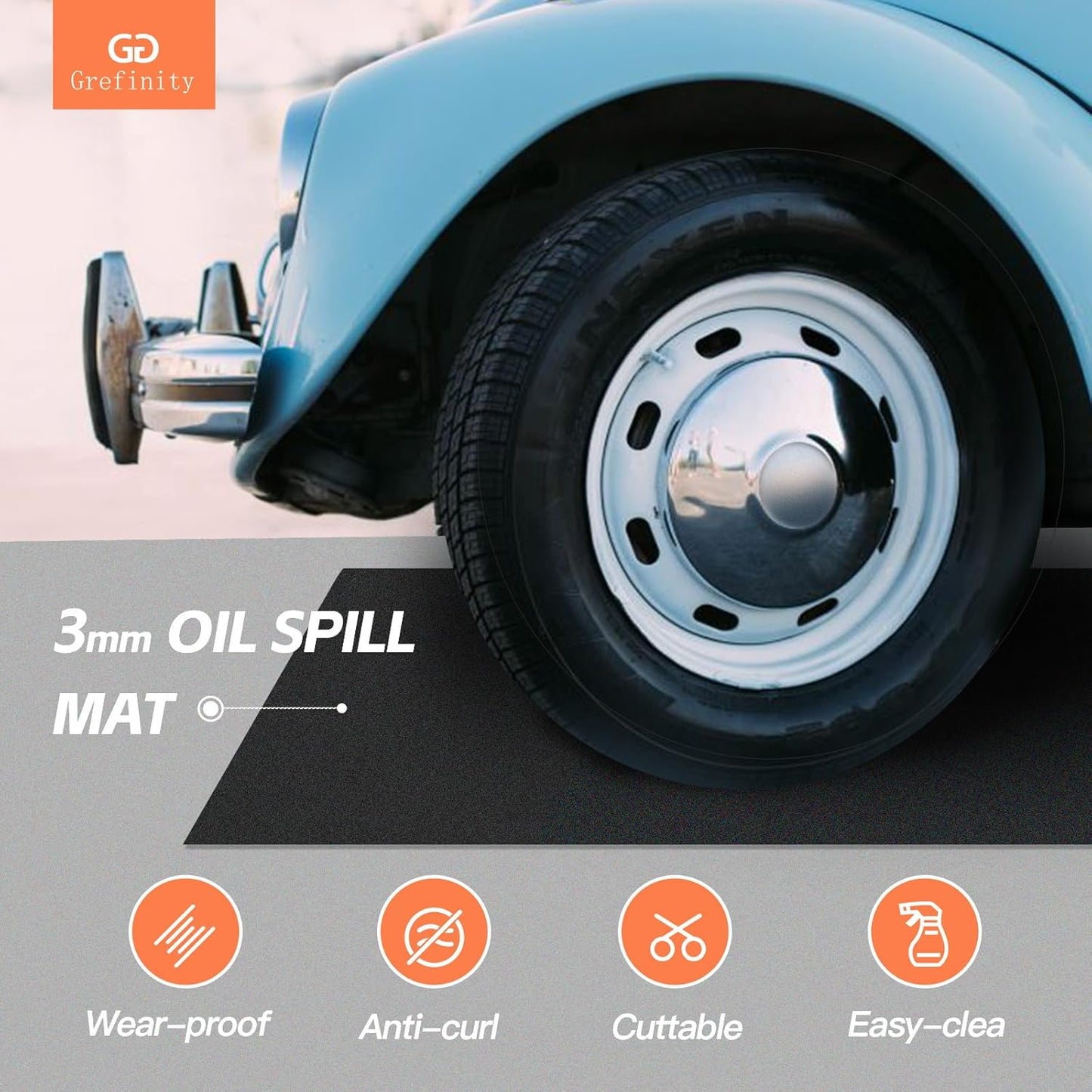 7.5'x 20' Garage Floor Mat & Oil Spill Mat, Heavy Duty Under Car Mat for Garage & Driveway, Protects Against Oil, Chemicals & Stains with TPE Anti-Leak Backing, Reusable & Washable