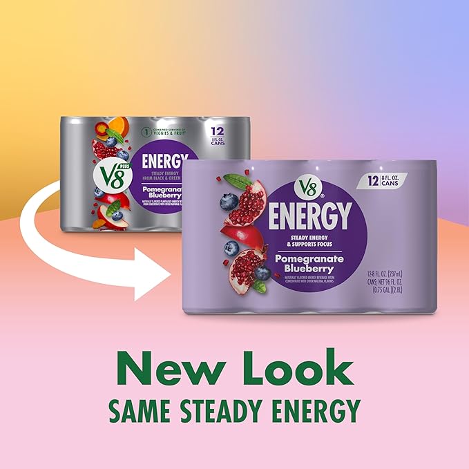 V8 Energy Pomegranate Blueberry Energy Drink, 8 fl oz Can (12 Pack)