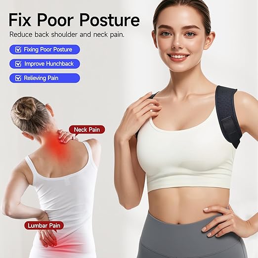 Posture Corrector for Men and Women, Adjustable Shoulder Brace, Invisible Back Support Brace Shoulder Straightener for Neck Shoulder & Upper Back Pain Relief, Large