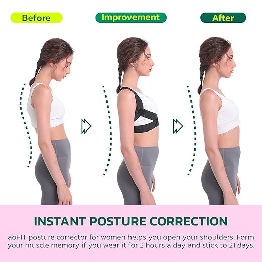 Posture Corrector for Women with X-Shaped Biomechanical Design, Comfort Fit Back Brace, Improves Posture, Corrects Hunchback, Relieves Neck, Shoulder, Upper Back Pain, Invisible Under Clothes 2XL