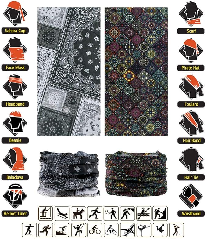 Neck Gaiter Headband Headwear Head Wrap Face Mask Magic Scarf Bandana for Men and Women