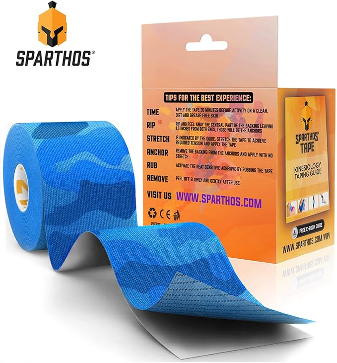 Sparthos Kinesiology Tape - Incredible Support for Athletic Sports and Recovery - Free Kinesiology Taping Guide! - Uncut 2 inch x 16.4 feet Roll