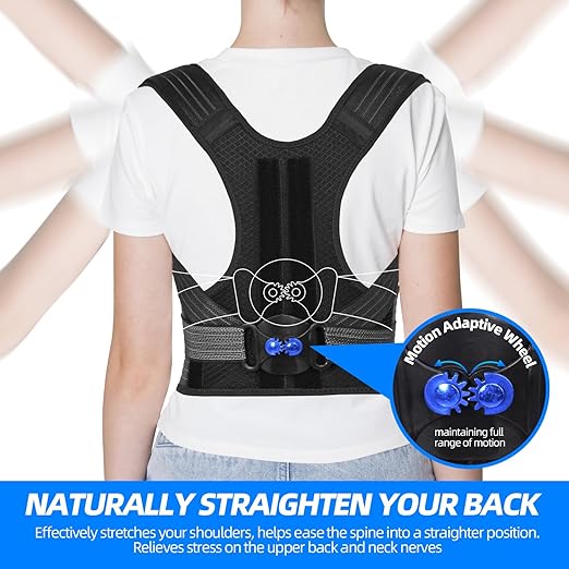 Lexniush Posture Corrector for Kids Teenagers, Updated Adjustable Upper Back Posture Brace for Boys/Girls, Breathable Back Support Braces for Scoliosis, Hunchback, Pain Relief, Spine Corrector, S