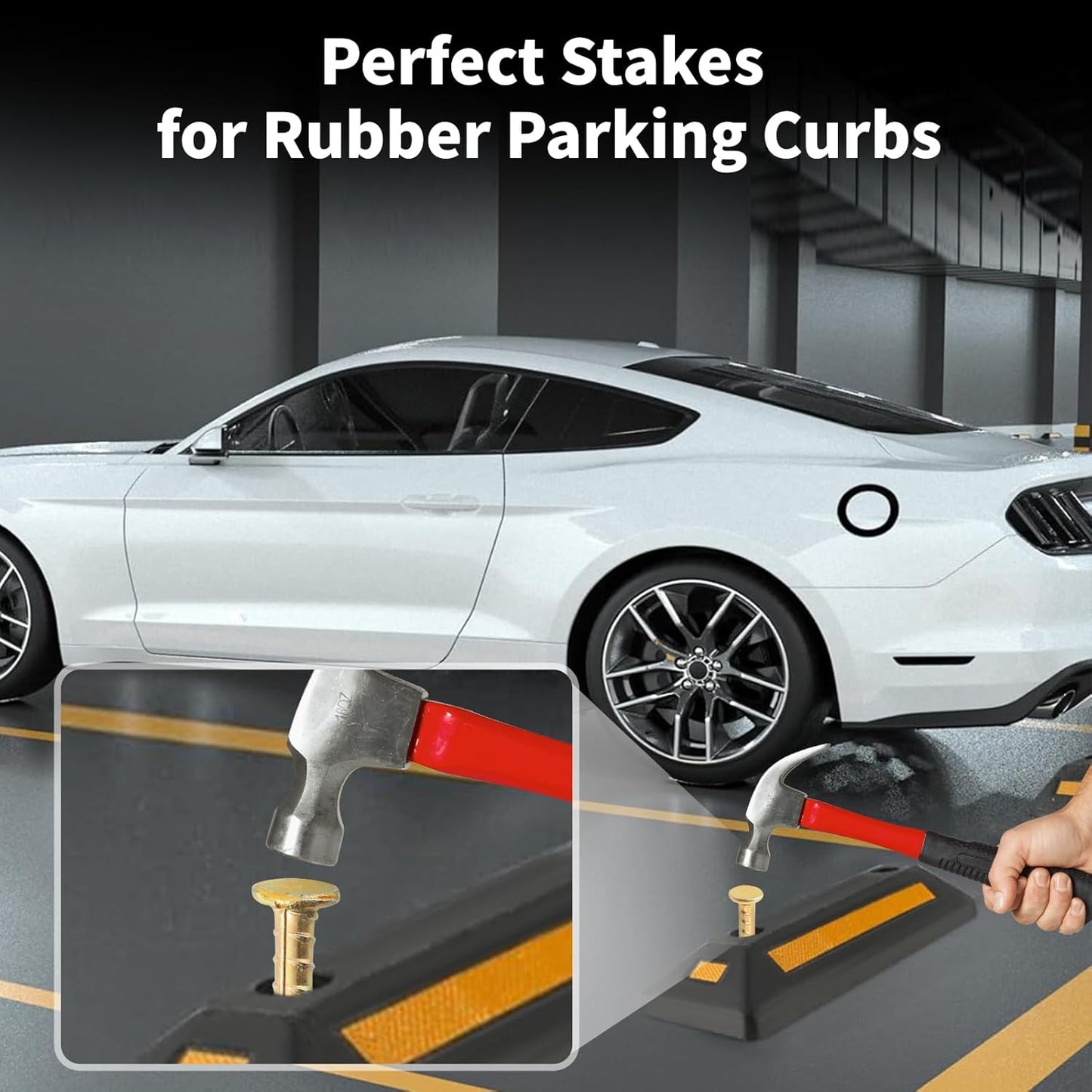 16 Inch Rebar Stakes (20 Pack) 1/2 Inch Diameter Galvanized Steel Ground Anchors Heavy Duty Anchoring Spikes for Speed Bump, Parking Curb and Tent