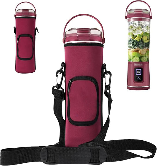 Storage Bag for Ninja Portable Blender Dust Cover Sleeve with Shoulder Strap, Accessory Pocket for Ninja BC151NV/BC51NV/BC151BK/BC151CR/BC151EM/ BC151PR/BC151WH/BC155PS Portable Blender (Burgundy)