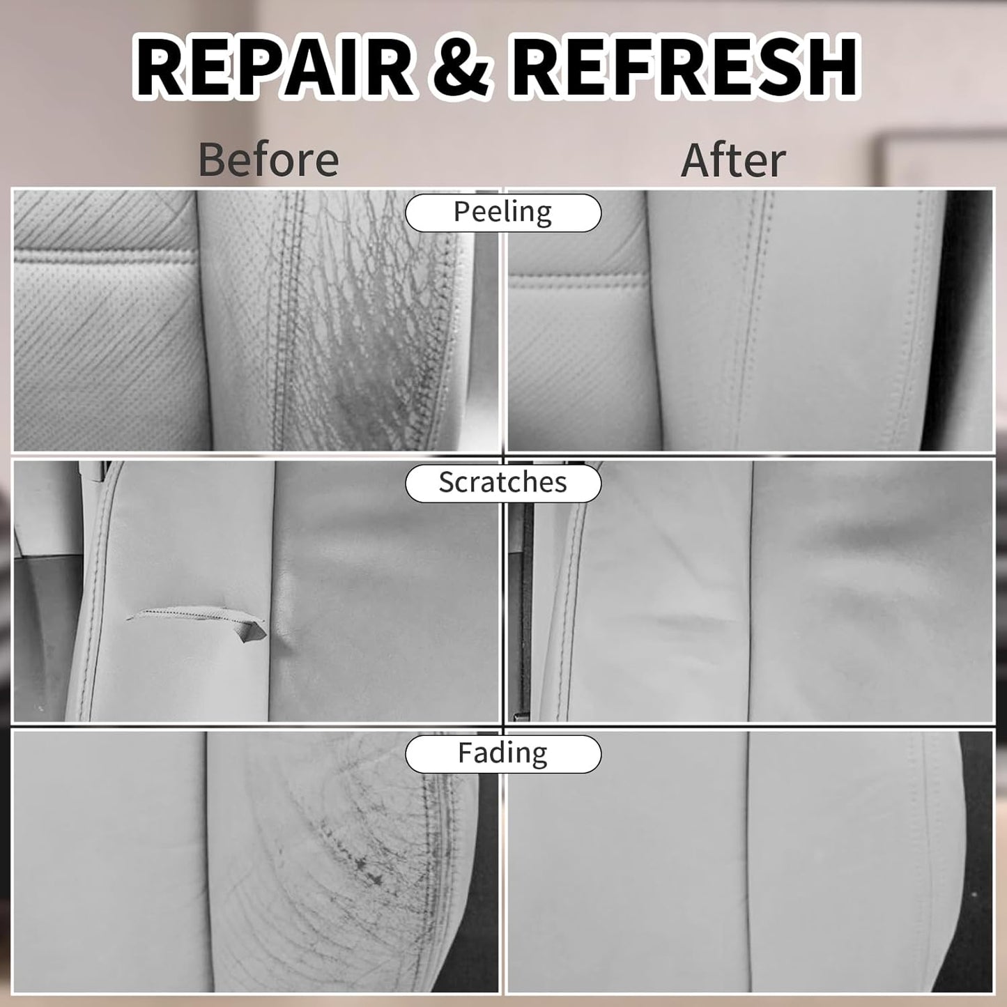 8.5oz Leather Recoloring Balm with 100ml Mink Oil,Gray Leather Repair kit for Furniture and Car Interior,Leather Couch Scratch Repair,Leather Dye Paint,Mink Oil for Leather