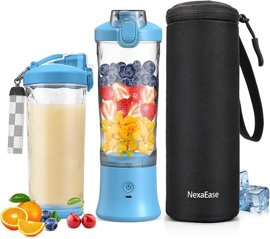 Portable Blender for Shakes and Smoothies- Personal Juicer 20 OZ Electric Protein Shaker Bottle with Insulated Sleeve, USB-C Rechargeable,Travel Lid-Small Blender Cup for Kitchen, Office, Gym,Travel