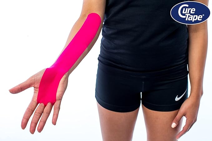 CureTape Sports | Kinesiology Tape for Muscle & Joint Pain | Elastic Therapeutic Tape | Waterproof Athletic Tape | Medical K Tape | 30% Stronger Adhesion | Pink | 2inx16ft | (Pack of 1)