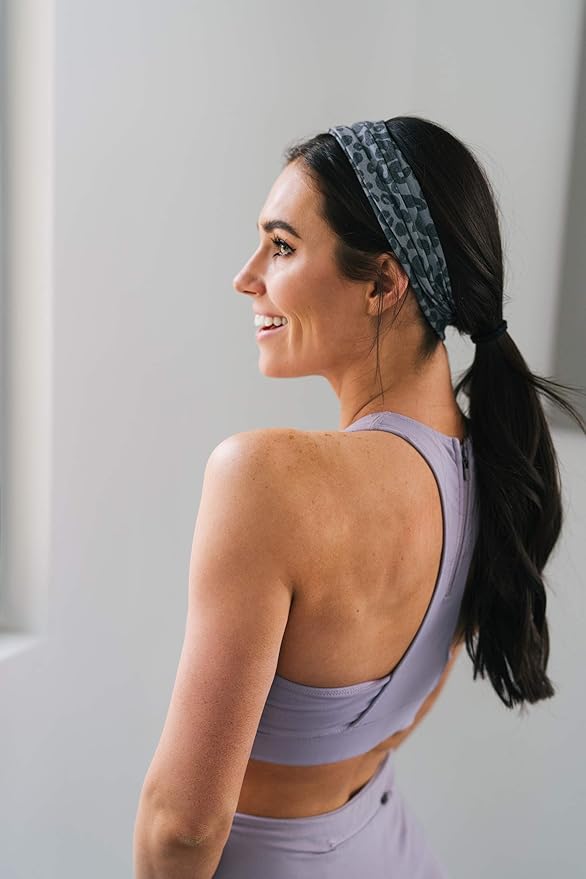 Maven Thread Workout Headbands for Women, 2Pack - 4 inch Thick Wide, Non Slip Sweatbands for Women, Ideal for Exercise, Gym Hairband for Athletic Workouts and Yoga, Black Marble