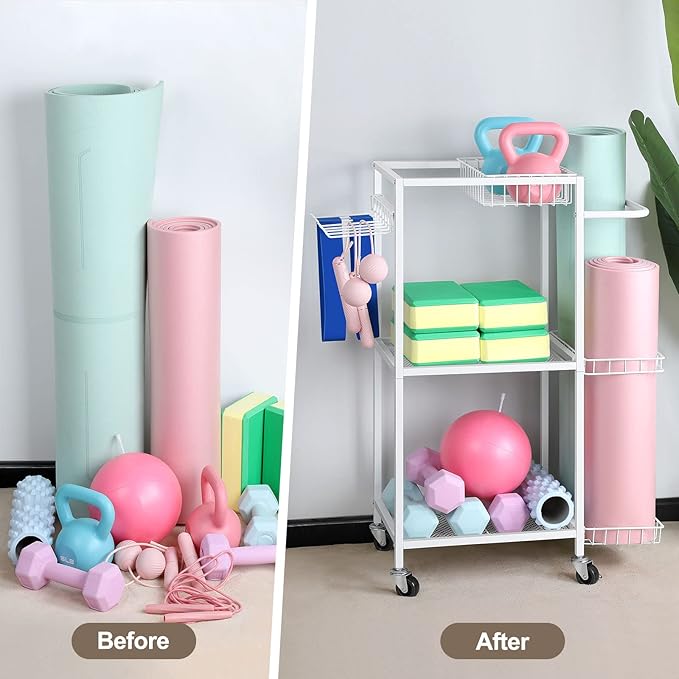 Weight Rack Stand Small Gym Rack Yoga Rack Workout Equipment Storage Cart for Weights, Dumbbells, Yoga Mats, Kettlebells, Foam Rollers, and Resistance Bands