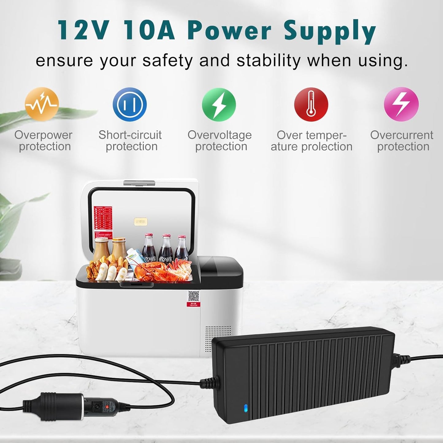 inShareplus 12V 120W 10A AC to DC Converter (3 Pin), 110V to 12V Cigarette Lighter Adapter to Wall Outlet Socket, 12 Volt Power Supply Transformer for Car Devices (MP3, Fan, Dash Cam ect.)