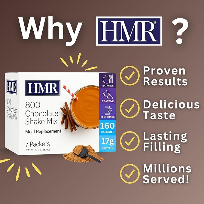 HMR 800 Shake Meal Replacement Mix | Chocolate Shake Powder to Support Healthy Weight Loss | 17g of Protein | Easy to Make | Low Calorie Food | 7 Servings