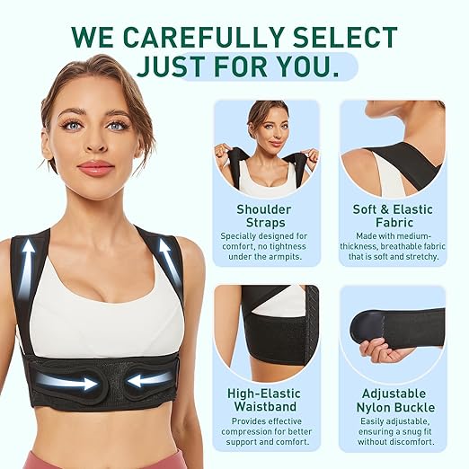 Posture Corrector for Women, Back Brace Posture Corrector Neck Hump, Back Support for Men and Women - Upper Back Pain Relief, Improve Posture, Correct Hunchback, Slouching, Kyphosis(S)