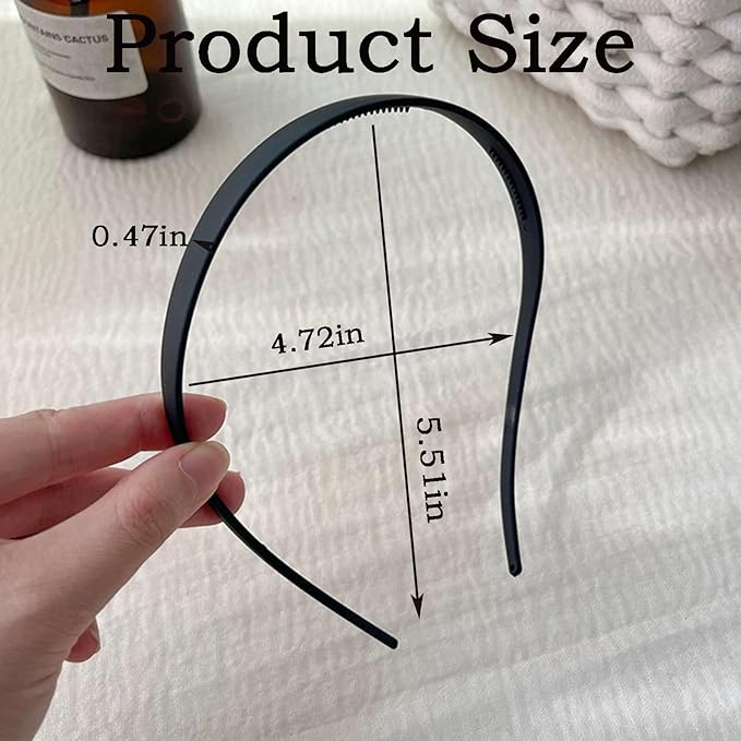 2 Pack Flex No Pressure Headbands for Women - Matte Finish Comfortable Plastic Headbands with Teeth - Black, Coffee