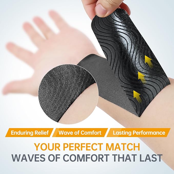 Dimora Kinesiology Tape, 80 Count Precut Strips 4 Rolls, Original Cotton, 10” Elastic Athletic Tape for Muscle Pain Relief and Joint Support, Black