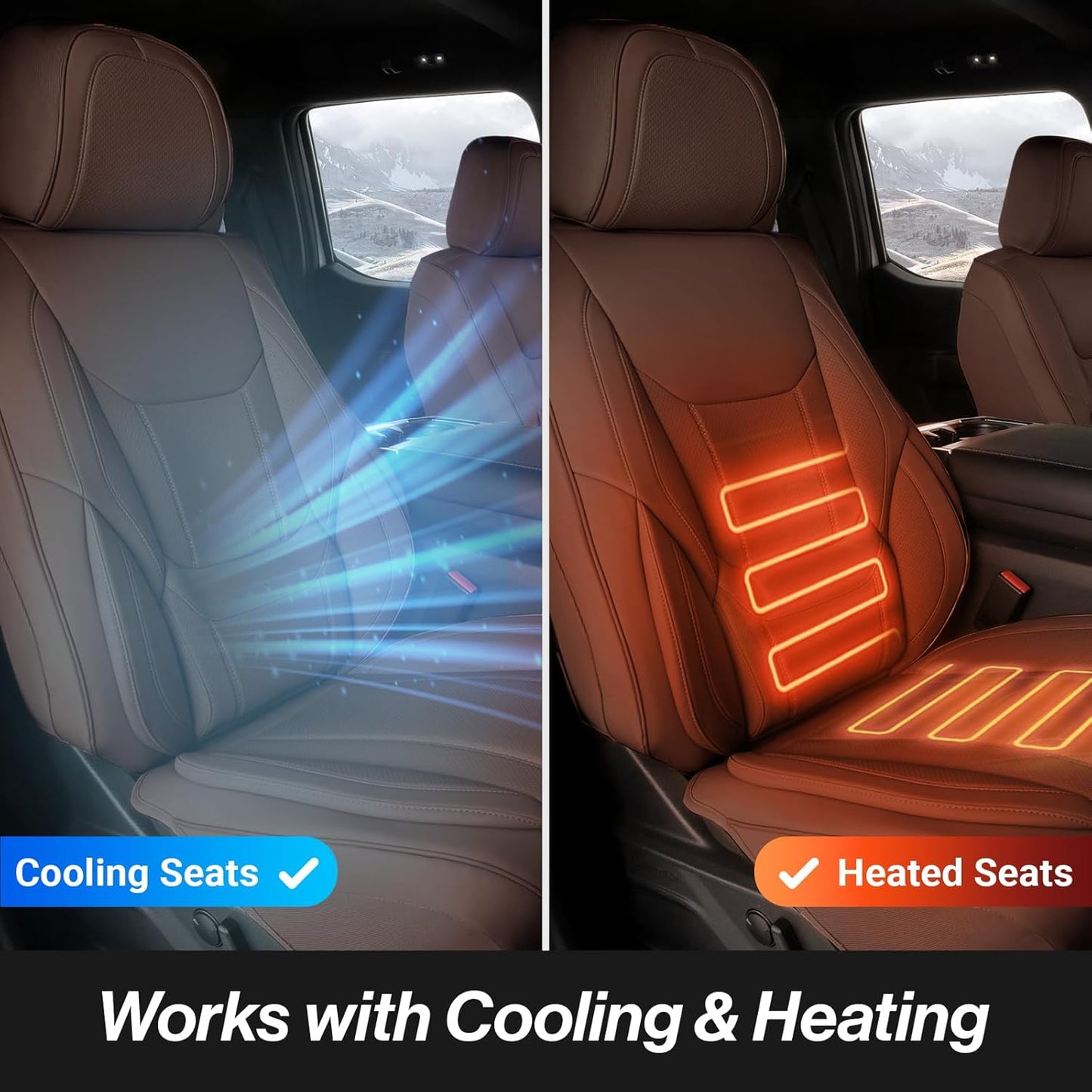 Coverland Custom Car Seat Covers Compatible with Colorado, Ram 1500, Canyon, Sierra 1500 - Premium Leather Non-Slip Waterproof Interior Protector Front Seat-Dark Brown [See Size Chart-Size A11]