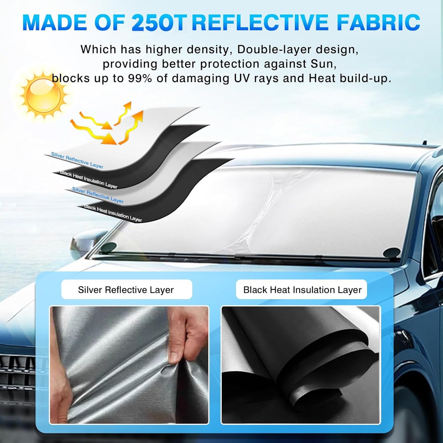 KUST Windshield Sun Shade for 2022-2025 2026 Lexus NX NX250 NX350 NX350h NX450h+ Sunshade Window Sun Visor Protector Foldable Blocks UV Rays Keep Your Car Cooler