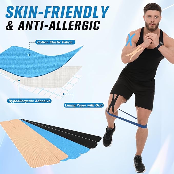 Waterproof Breathable Athletic Elastic Sports & Weightlifting Tape, Injury Recovery-Muscle Strain Relief & Joint Support(3 Colors Mixed) (X-Shaped)