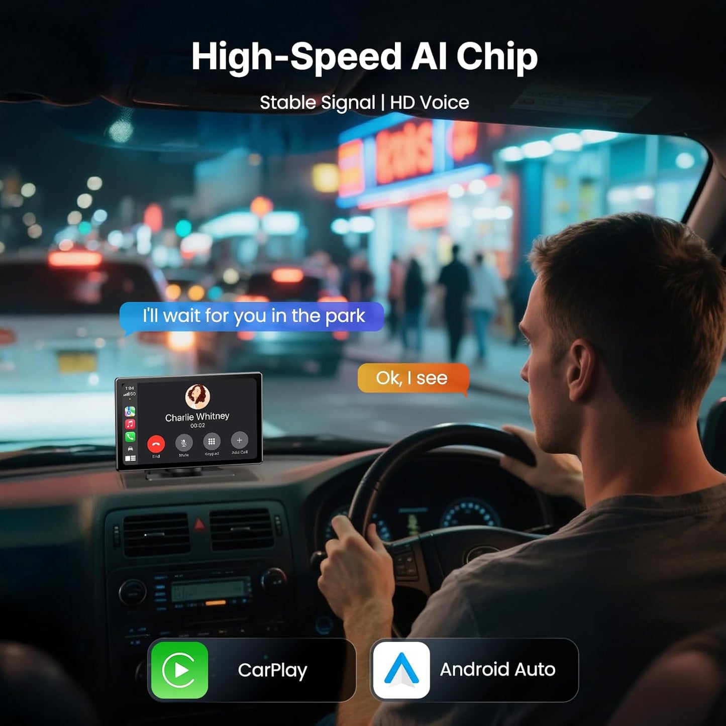 9''HD Wireless Carplay Screen For Car 4K Dash Cam&1080P Backup Camera With Apple Carplay&Android Auto Voice Control GPS DVR Call Music Message Mirror Link Airplay/Android Cast Fit Pickup Truck SUV MPV