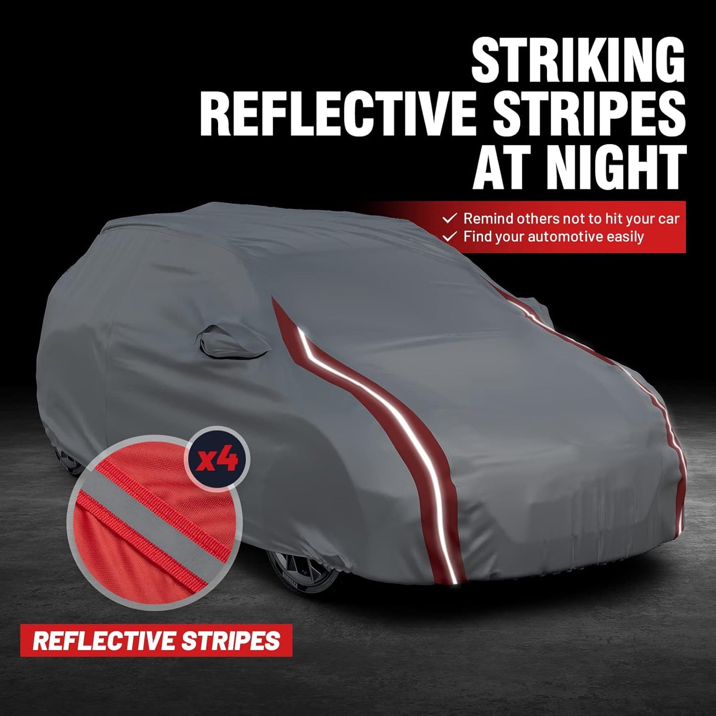 Favoto SUV Car Cover Waterproof - Custom Fit for Toyota RAV4 (2006-2024) All Weather for Automobiles Outdoor with Reflective Stripe Snow Sun Dust UV Protection Full Exterior Cover