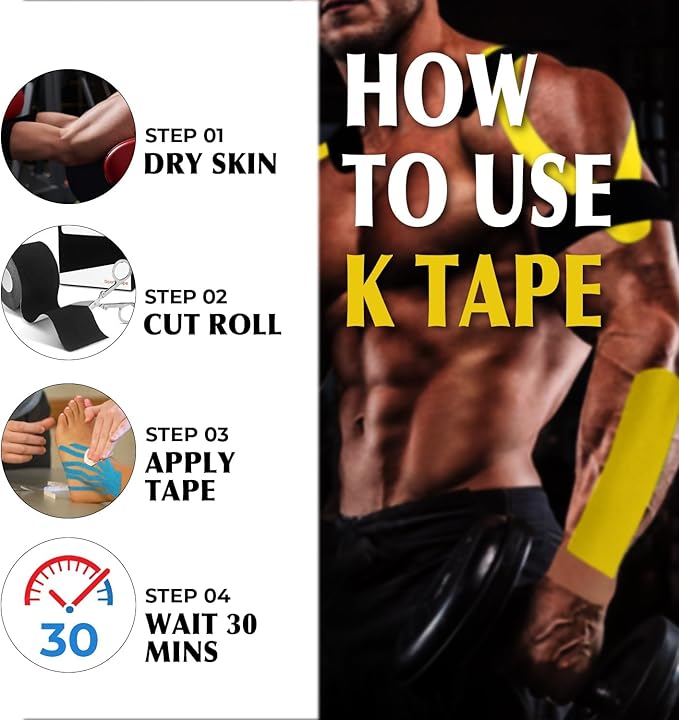 3 Rolls Kinesiology Tape,16ft Waterproof and Hypoallergenic Kinesiology Tape for Muscle Pain Relief,Joint Support and Tennis Football Sports Activities Tapes,Free-Cutting Elastic Athletic Tape