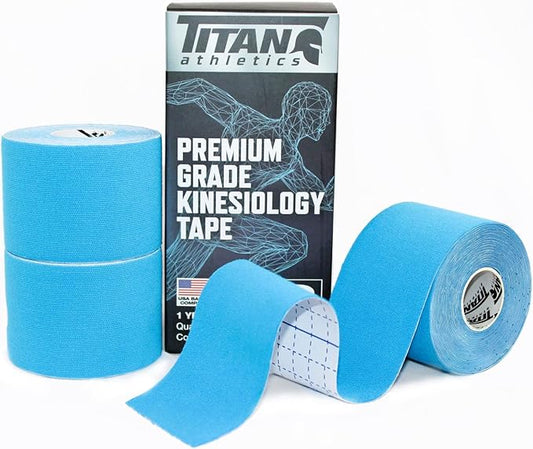 3 Rolls I Uncut I Kinesiology Tape (2 in x 16.4 ft per roll) I Premium Quality I Ideal Support for Joints and Muscles (Stretchable, Breathable & Hypoallergenic) (3 Pack, Blue)