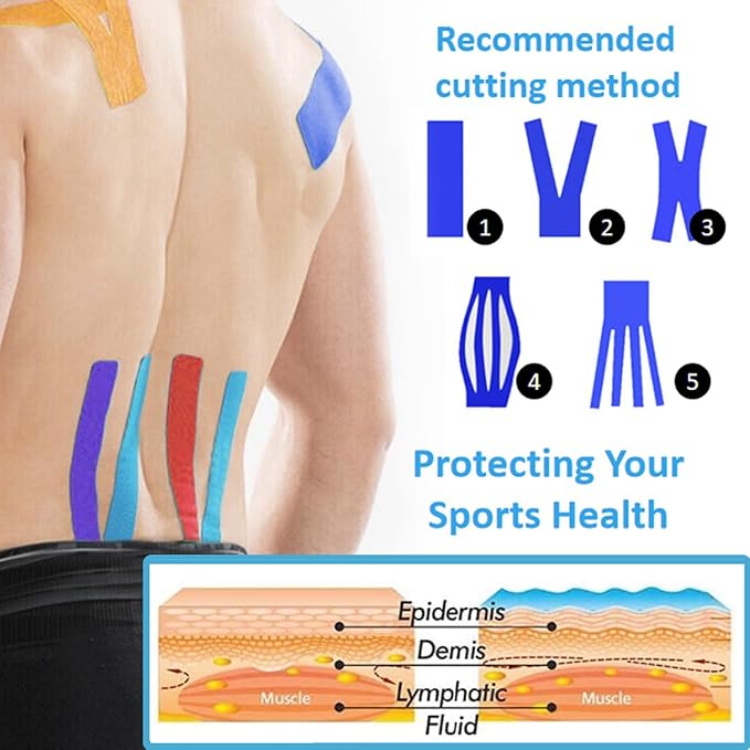 4 Pack Kinesiology Tape, Athletic Tape Supports Protects Muscles, Knees, Shoulders & Plantar Fasciitis, Waterproof & Hypoallergenic Kinesiology Tape (Deep Color)