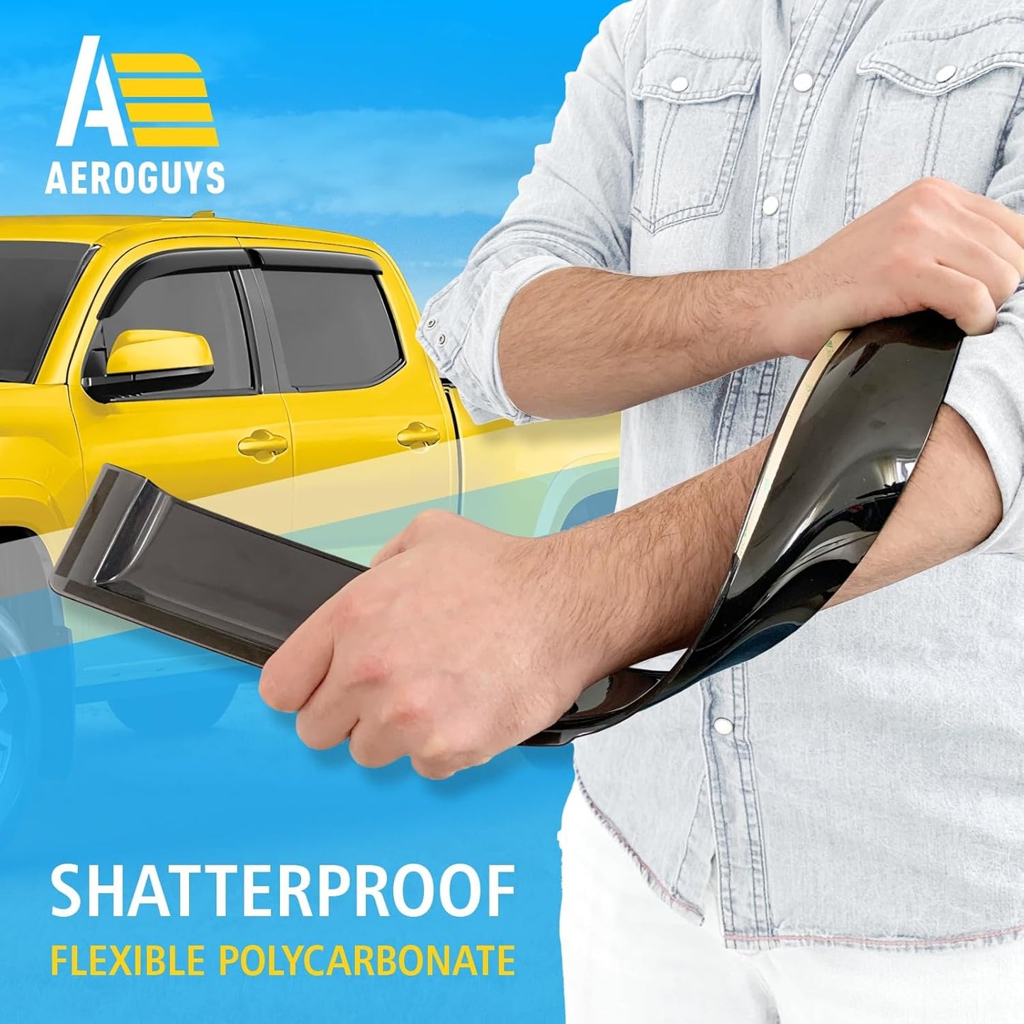 Extra Durable Window Deflectors Tape-On Window Visors Rain Guards Fit for Toyota Tacoma 2016-2023 Double Cab, Sun Visors, Wind Vent for Shades, Exterior Car Accessories - 4pcs. AG0743