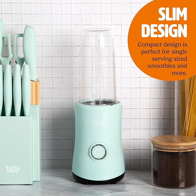 Personal Blender With Cup, 350W Powerful Blending Motor, 9-Piece Set With 4 Cups & Travel Lid, Compact & Portable, Aqua