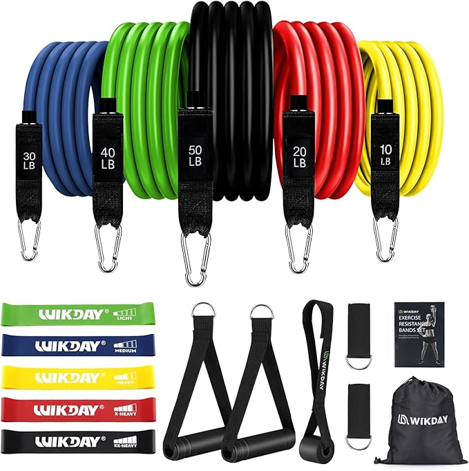 Exercise Resistance Bands with Handles for Working Out, 150/200/250/300 lbs Workout Bands Set with Door Anchor for Physical Therapy, Yoga, Pilates